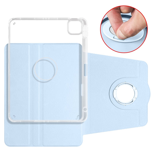 For iPad Air 13 2025 / 2024 Clear Acrylic 360 Rotation Detachable Leather Tablet Case(Ice Blue) by buy2fix
