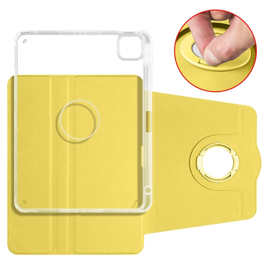 For iPad Pro 11 2025 / 2024 Clear Acrylic 360 Rotation Detachable Leather Tablet Case(Yellow) by buy2fix