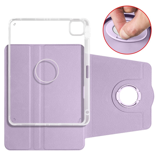 For iPad Pro 11 2025 / 2024 Clear Acrylic 360 Rotation Detachable Leather Tablet Case(Light Purple) by buy2fix
