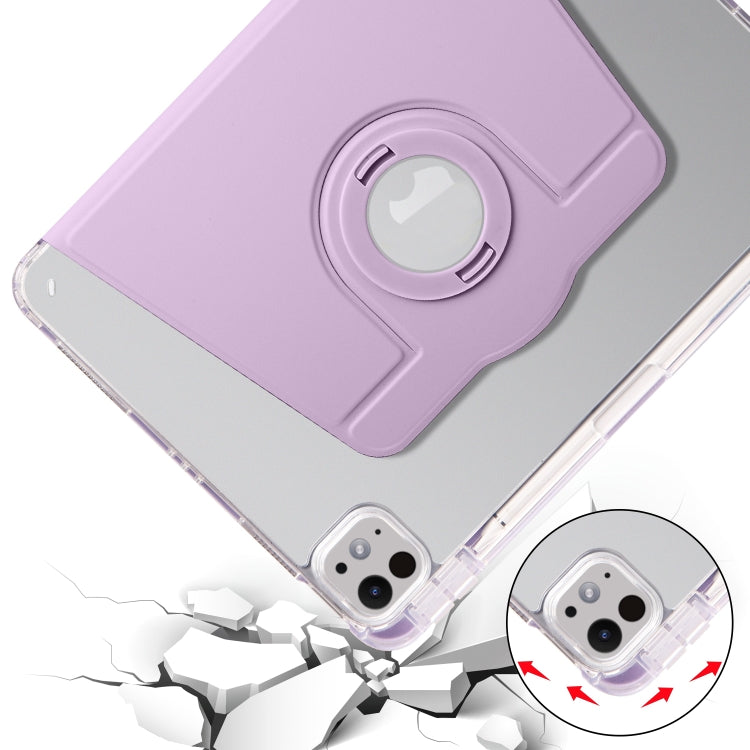 For iPad Pro 11 2025 / 2024 Clear Acrylic 360 Rotation Detachable Leather Tablet Case(Light Purple) by buy2fix