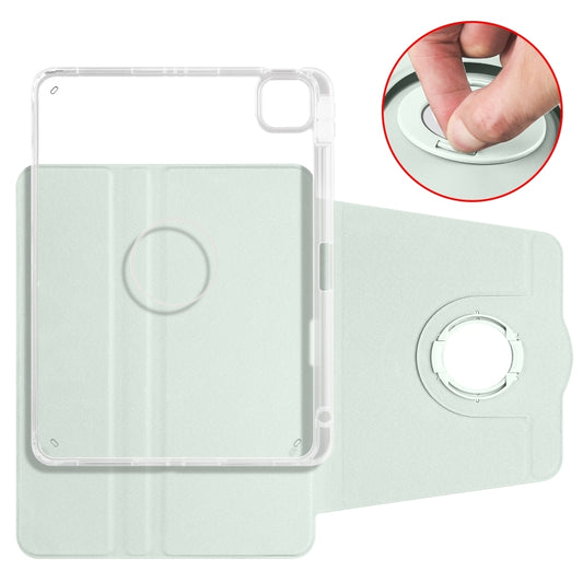 For iPad Pro 13 2025 / 2024 Clear Acrylic 360 Rotation Detachable Leather Tablet Case(Light Green) by buy2fix