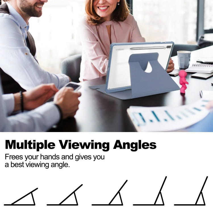 For Samsung Galaxy Tab S9+ 360 Rotation Transparent Smart Leather Case with Keyboard(Lavender) by buy2fix