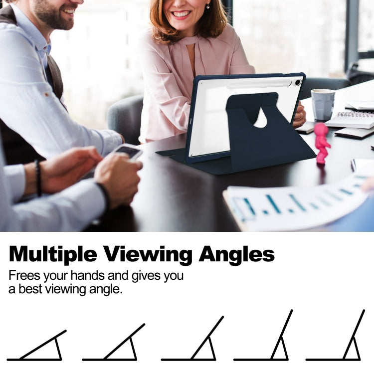 For Samsung Galaxy Tab S9 FE / S10 FE 360 Rotation Transparent Smart Leather Case with Keyboard(Dark Blue) by buy2fix