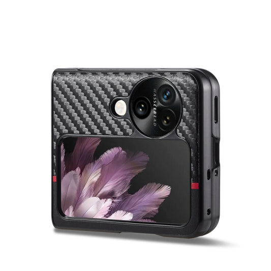 For OPPO Find N3 Flip LC.IMEEKE 3 in 1 Carbon Fiber Texture Shockproof Phone Case(Black) by LC.IMEEKE