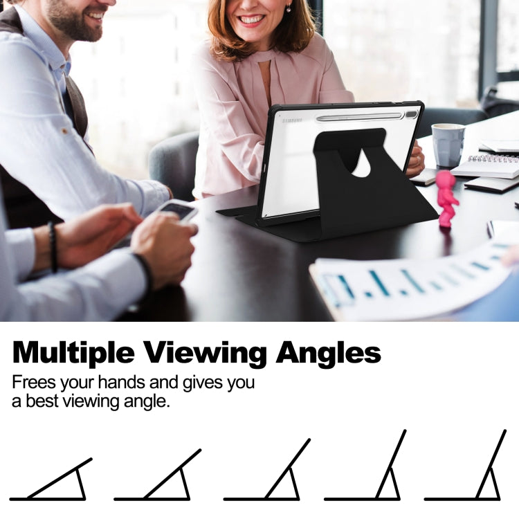 For Samsung Galaxy Tab S9+ 360 Rotation Transparent Smart Leather Case(Black) by buy2fix