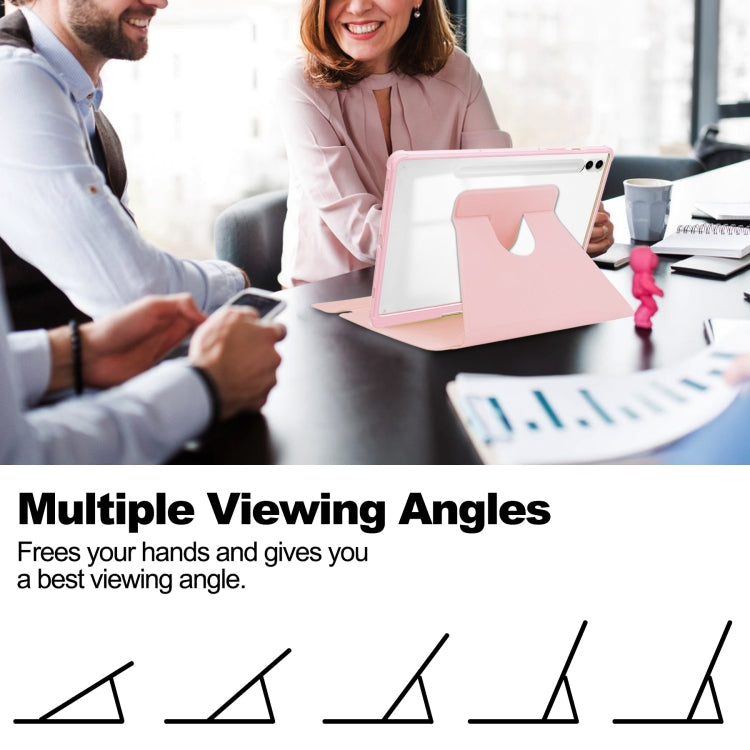 For Samsung Galaxy Tab S9 FE+ / S10+ 360 Rotation Transparent Smart Leather Case(Pink) by buy2fix