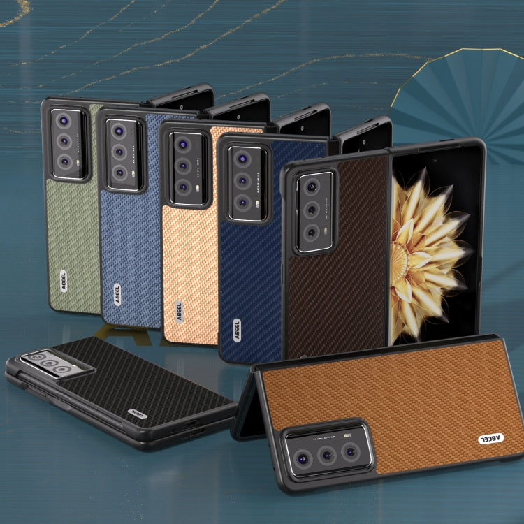 For Honor Magic V2 Electroplating Carbon Fiber Texture Protective Phone Case(Dark Brown) by buy2fix