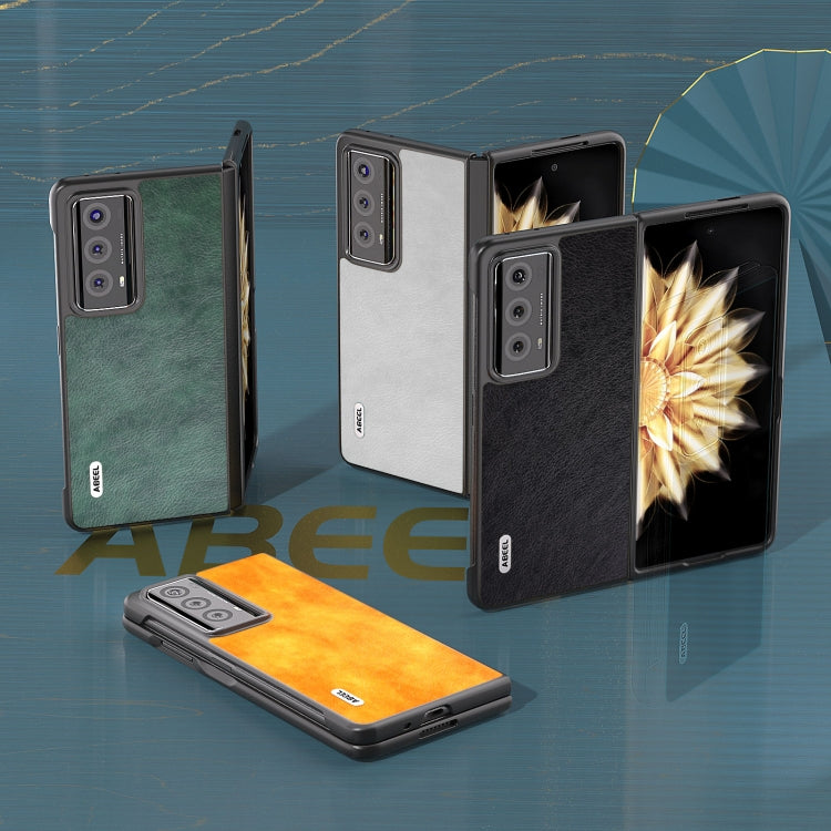 For Honor Magic V2 Dual Color Lichi Texture PU Phone Case(Orange) by buy2fix