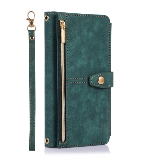 For Google Pixel 7a Dream 9-Card Wallet Zipper Bag Leather Phone Case(Green) by buy2fix