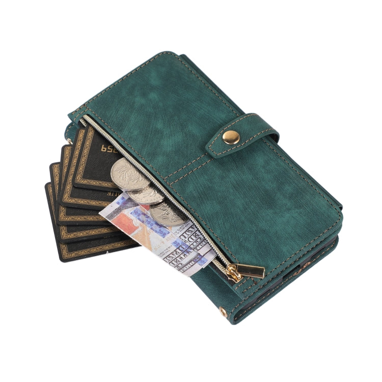 For Google Pixel 7a Dream 9-Card Wallet Zipper Bag Leather Phone Case(Green) by buy2fix