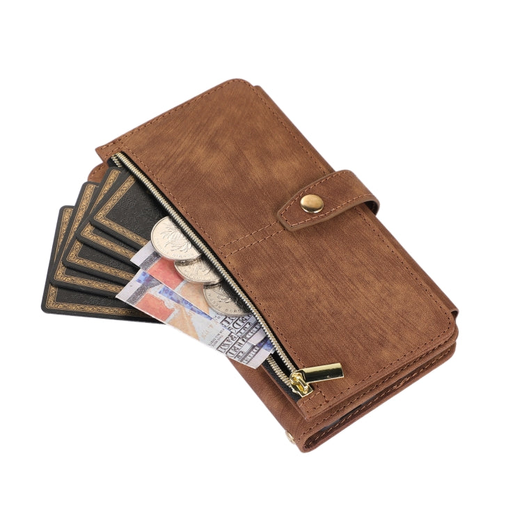 For Google Pixel 7a Dream 9-Card Wallet Zipper Bag Leather Phone Case(Brown) by buy2fix