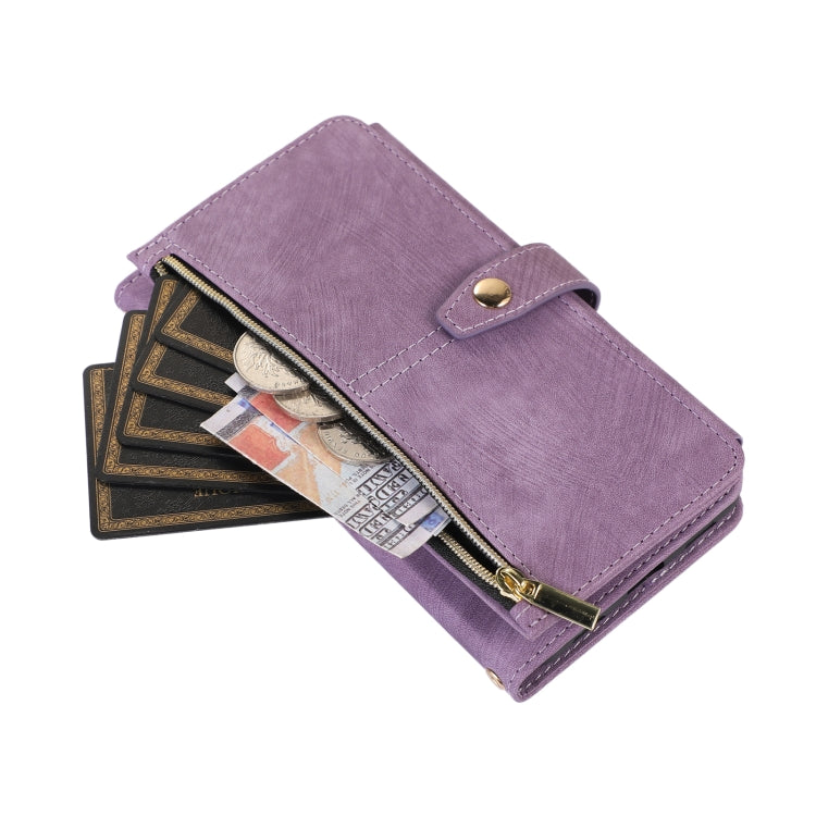 For Google Pixel 6a Dream 9-Card Wallet Zipper Bag Leather Phone Case(Purple) by buy2fix