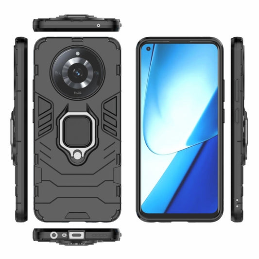For Realme 11 Magnetic Ring Holder PC + TPU Phone Case(Black) by buy2fix