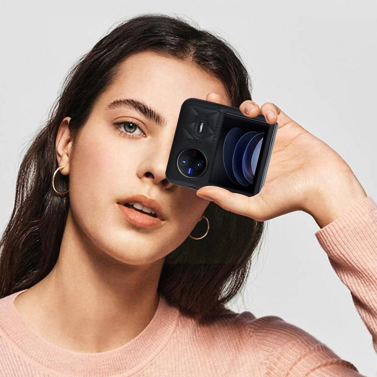 For vivo X Flip Rhombic Microfiber Folding Phone Case(Black) by buy2fix