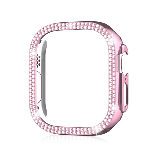 For Apple Watch Ultra 2 / Ultra 49mm Double Row Diamond Hollow PC Watch Case(Pink) by buy2fix