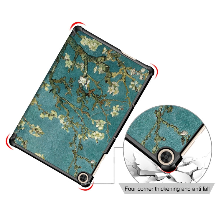 For Honor Pad 7 10.1inch/X8/X8 Lite Custer Painted Painted 3-folding Holder Tablet PC Leather Case(Apricot Blossom) by buy2fix