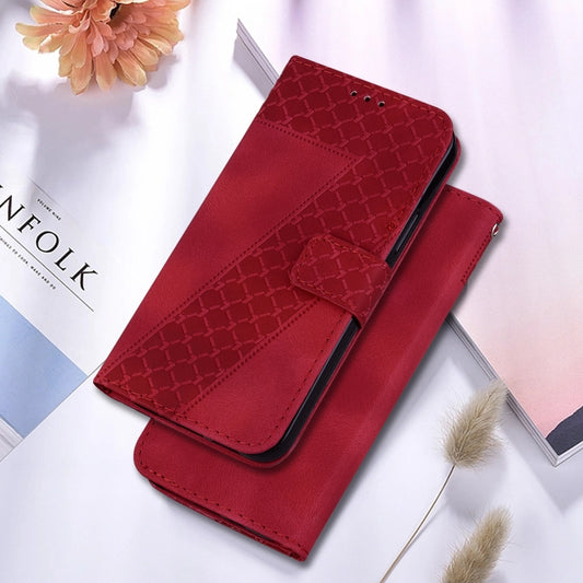 For Motorola Moto G Play 4G 2024 Seven-shaped Embossed Leather Phone Case(Red) by buy2fix
