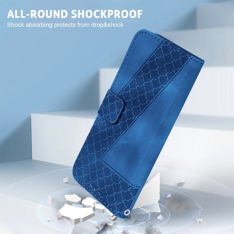 For Motorola Moto G Power 5G 2024 Seven-shaped Embossed Leather Phone Case(Blue) by buy2fix