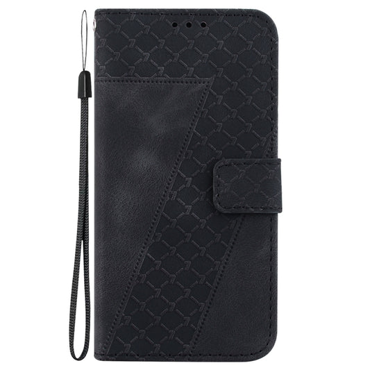 For Motorola Edge 2024 Seven-shaped Embossed Leather Phone Case(Black) by buy2fix