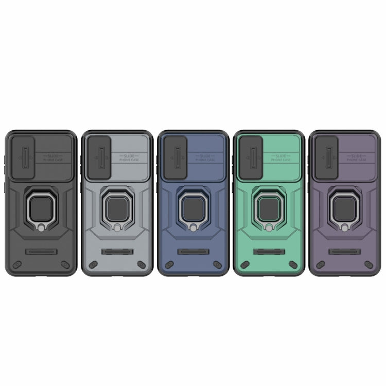 For Samsung Galaxy S23+ 5G Sliding Camshield TPU + PC Shockproof Phone Case with Holder(Purple) by buy2fix
