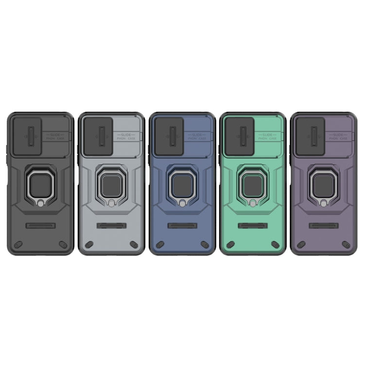 For Xiaomi Redmi Note 12 4G Global Sliding Camshield TPU + PC Shockproof Phone Case with Holder(Purple) by buy2fix