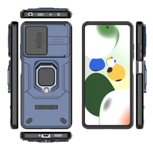 For Xiaomi Redmi Note 12 Pro 5G Global Sliding Camshield TPU + PC Shockproof Phone Case with Holder(Blue) by buy2fix
