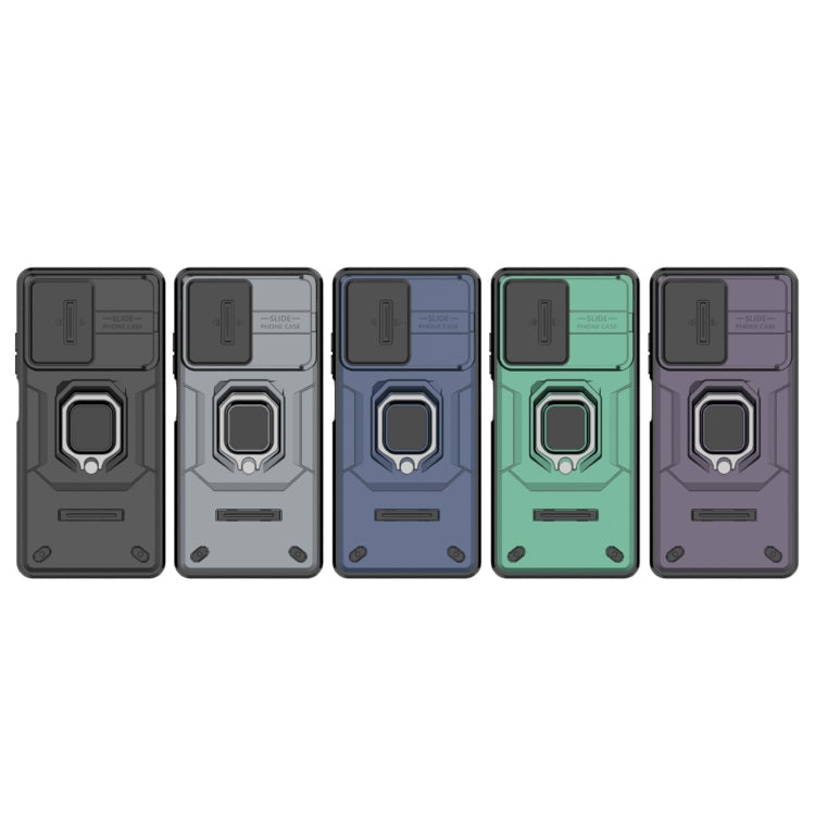 For Xiaomi Redmi Note 12 Pro+ 5G Global Sliding Camshield TPU + PC Shockproof Phone Case with Holder(Green) by buy2fix