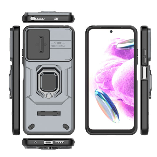 For Xiaomi Redmi Note 12S 4G Global Sliding Camshield TPU + PC Shockproof Phone Case with Holder(Grey) by buy2fix