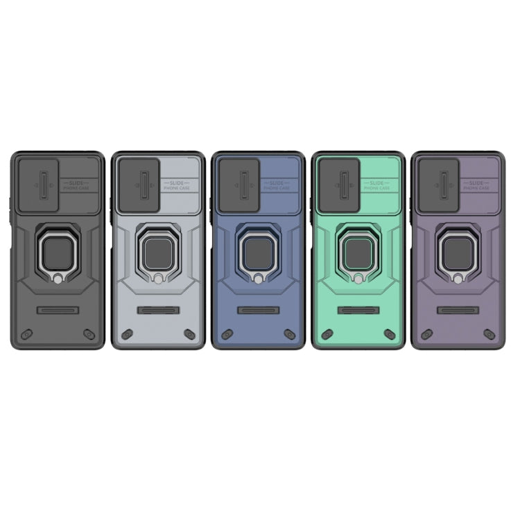 For Xiaomi Redmi Note 12 Turbo 5G Sliding Camshield TPU + PC Shockproof Phone Case with Holder(Green) by buy2fix