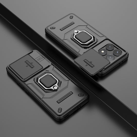 For Xiaomi Redmi K70 5G Sliding Camshield TPU + PC Shockproof Phone Case with Holder(Black) by buy2fix