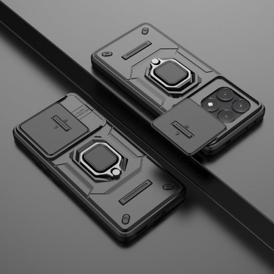 For Xiaomi Redmi K70E 5G Sliding Camshield TPU + PC Shockproof Phone Case with Holder(Black) by buy2fix