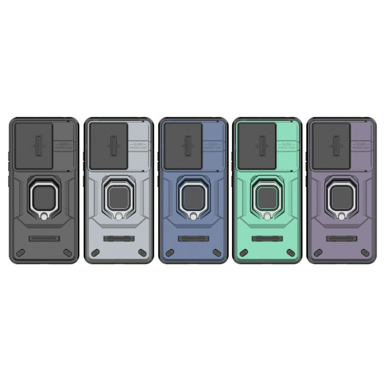 For Xiaomi Redmi Note 13 4G Global Sliding Camshield TPU + PC Shockproof Phone Case with Holder(Grey) by buy2fix