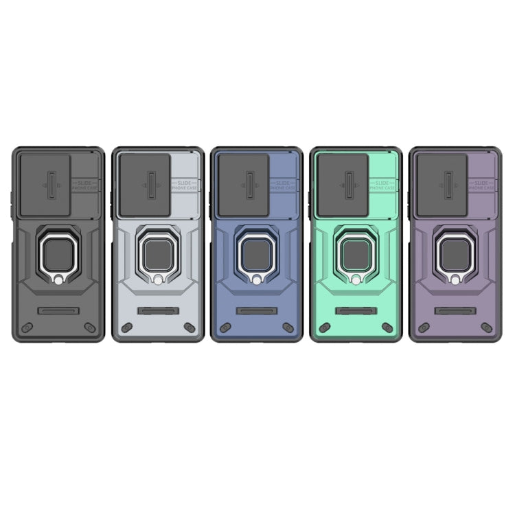 For Xiaomi Redmi Note 13R Pro 5G Sliding Camshield TPU + PC Shockproof Phone Case with Holder(Blue) by buy2fix