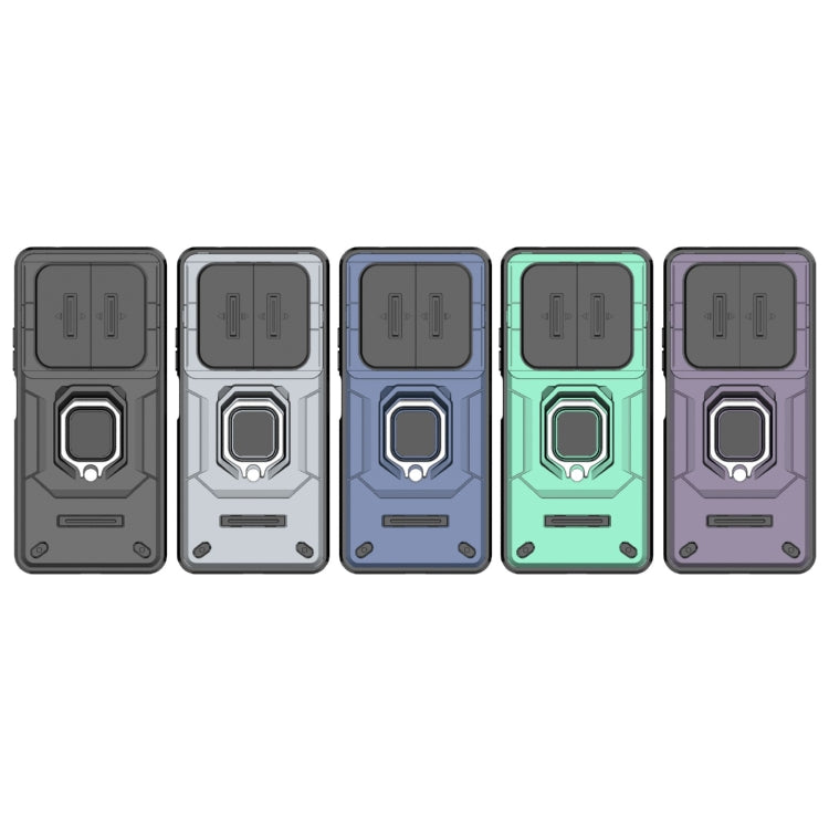 For Xiaomi Redmi A3 4G Global Sliding Camshield TPU + PC Shockproof Phone Case with Holder(Green) by buy2fix