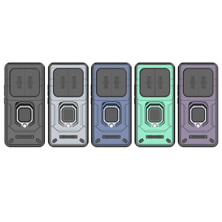 For Xiaomi 14 Ultra Sliding Camshield TPU + PC Shockproof Phone Case with Holder(Blue) by buy2fix