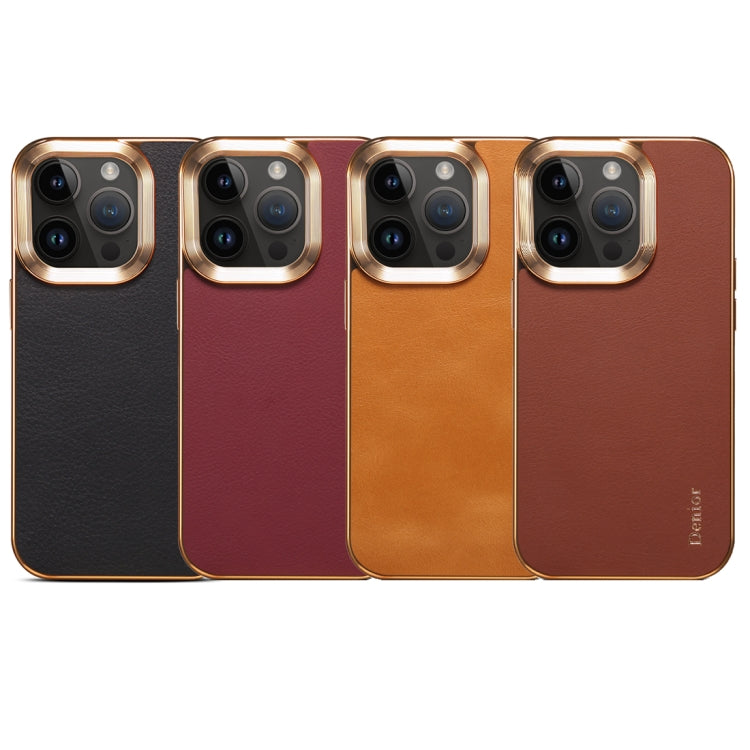 For iPhone 13 Pro Denior Cowhide Leather Plating Phone Case(Red) - iPhone 13 Pro Cases by Denior | Online Shopping UK | buy2fix