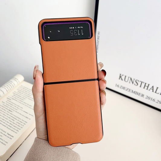 For Motorola Razr 40 Solid Color Leather Texture Phone Case(Orange) by buy2fix