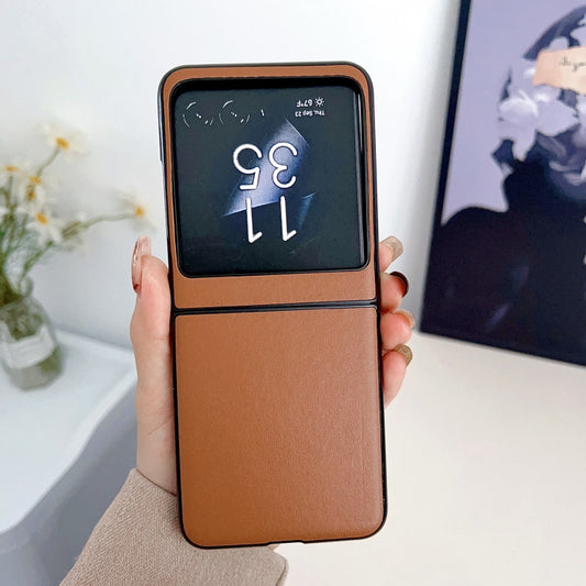 For Motorola Razr 40 Ultra Solid Color Leather Texture Phone Case(Brown) by buy2fix