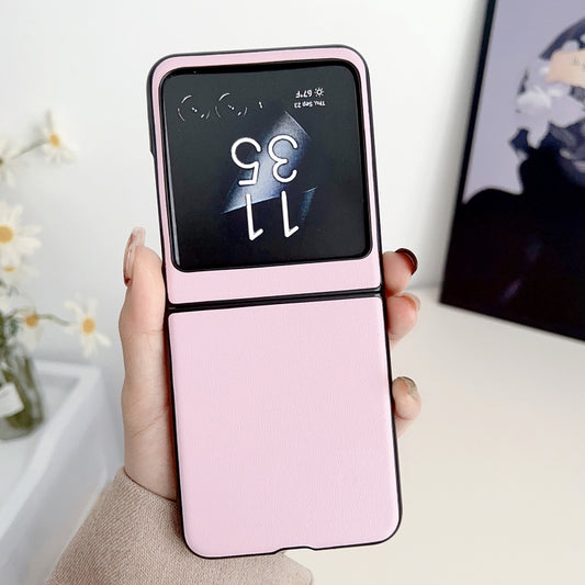 For Motorola Razr 50 Solid Color Leather Texture Phone Case(Pink) by buy2fix