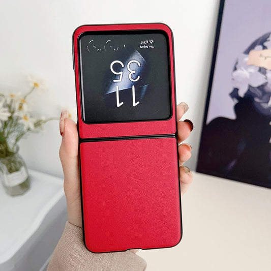 For Motorola Razr 50 Solid Color Leather Texture Phone Case(Red) by buy2fix