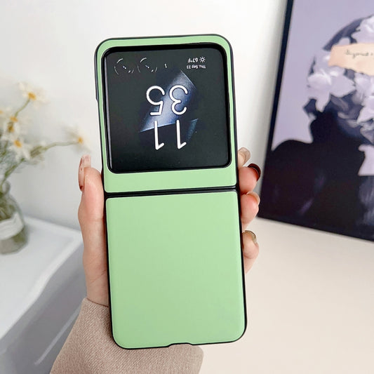 For Motorola Razr 50 Solid Color Leather Texture Phone Case(Green) by buy2fix