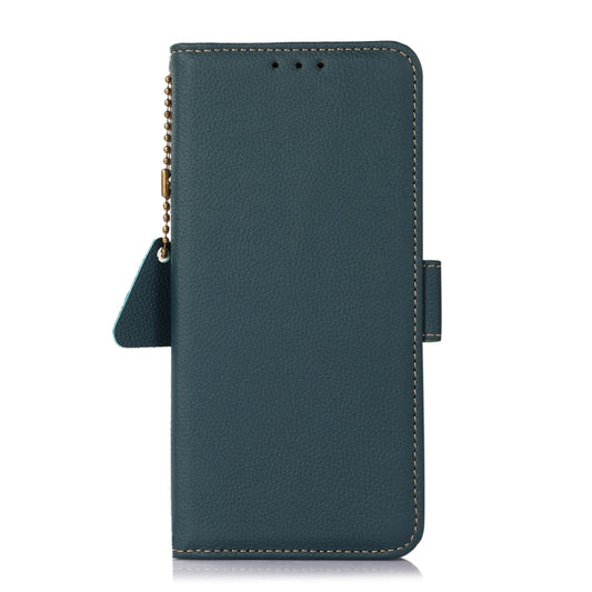 For Samsung Galaxy S24 Side-Magnetic TJ Genuine Leather RFID Phone Case(Green) - Galaxy Phone Cases by buy2fix | Online Shopping UK | buy2fix