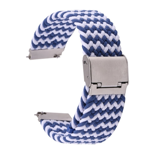 For Samsung Galaxy Watch 6 / 6 Classic Nylon Braided Metal Buckle Watch Band(W Blue White) by buy2fix