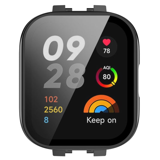 For Redmi Watch 3 Lite / Redmi Watch 3 Active PC + Tempered Film Integrated Watch Protective Case(Black) by buy2fix