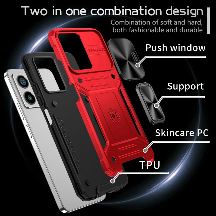 For Redmi Note 12 4G / 5G Global Camshield Robot TPU Hybrid PC Phone Case(Red) by buy2fix