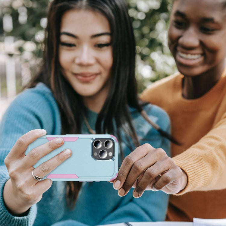 For iPhone 16 Pro Commuter Shockproof TPU + PC Phone Case(Grey Green+Pink) by buy2fix