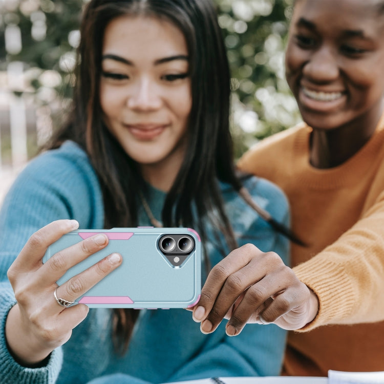 For iPhone 16 Commuter Shockproof TPU + PC Phone Case(Grey Green+Pink) by buy2fix