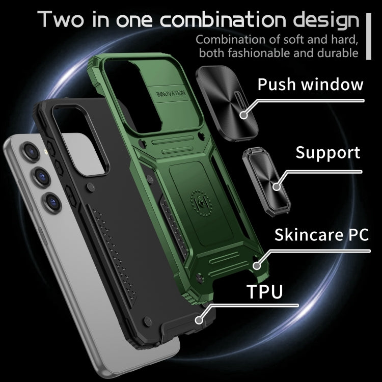 For Samsung Galaxy S23+ 5G Camshield Robot TPU Hybrid PC Phone Case(Green) by buy2fix
