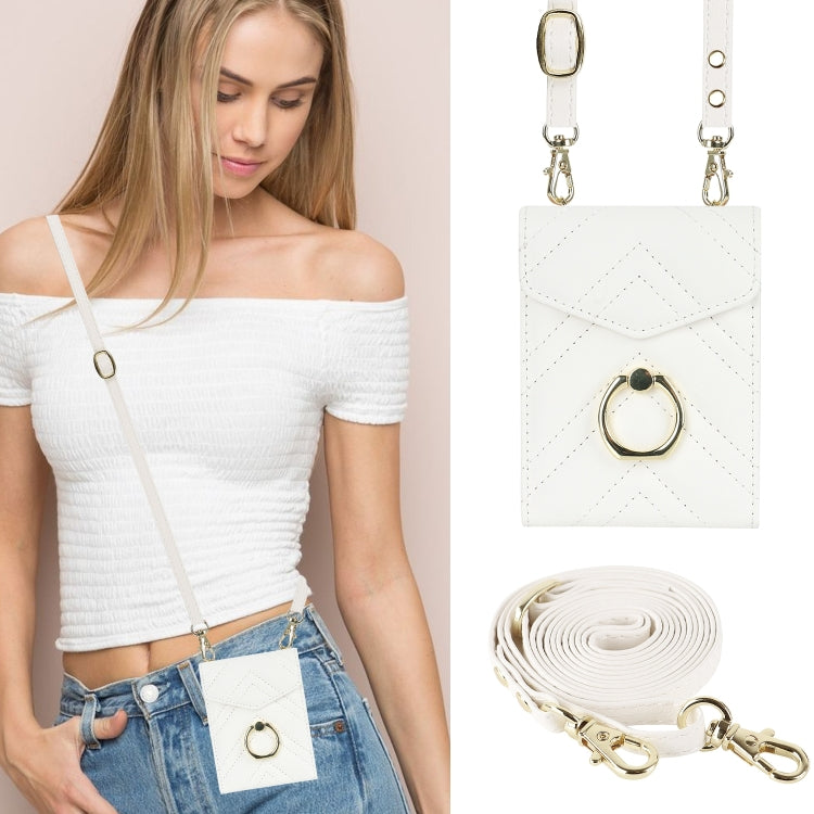 For Samsung Galaxy Z Flip6 V-shaped RFID Card Slot Phone Case with Ring Holder(White) - Galaxy Z Flip6 5G Cases by buy2fix | Online Shopping UK | buy2fix