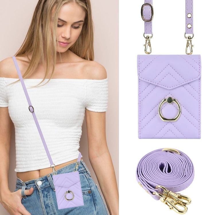 For Samsung Galaxy Z Flip6 / Flip7 FE V-shaped RFID Card Slot Phone Case with Ring Holder(Purple) - Galaxy Z Flip6 5G Cases by buy2fix | Online Shopping UK | buy2fix